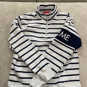 BLACK FRIDAY DISCOUNT!!! Supreme Men's Gray and Navy Zip-Up Sweater